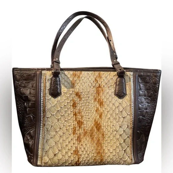 Set of Brahmin Handbag Medium Asher-Honey Carlisle With matching wallet - Picture 4 of 13